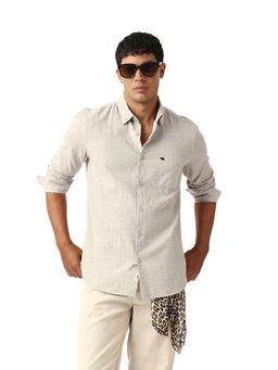 The Bear House - Men Woven Striped Slim Fit Casual Shirt Grey