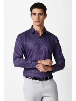 Van Heusen - Men Purple Printed Full Sleeves Party Shirt