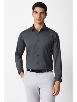 Van Heusen - Men Grey Solid Full Sleeves Party Shirt
