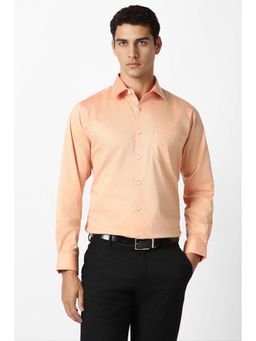 Van Heusen - Men Peach Solid Full Sleeves Formal Shirt