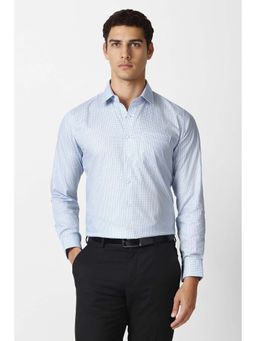 Van Heusen - Men Light Blue Check Full Sleeves Formal Shirt