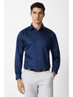 Van Heusen - Men Navy Solid Full Sleeves Wedding Shirt