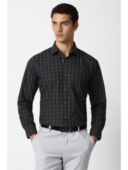 Van Heusen - Men Black Check Full Sleeves Formal Shirt