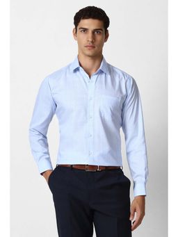 Van Heusen - Men Light Blue Check Full Sleeves Formal Shirt
