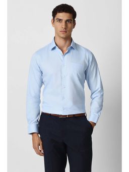 Van Heusen - Men Light Blue Textured Full Sleeves Formal Shirt