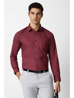 Van Heusen - Men Maroon Solid Full Sleeves Formal Shirt