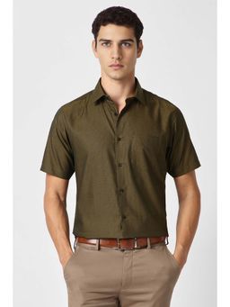 Van Heusen - Men Olive Printed Half Sleeves Wedding Shirt