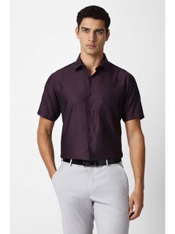 Van Heusen - Men Purple Textured Half Sleeves Wedding Shirt