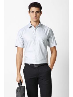 Van Heusen - Men Grey Textured Half Sleeves Formal Shirt