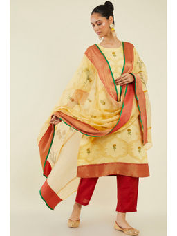Soch - Women Yellow Modal Printed Suit (Set of 3)