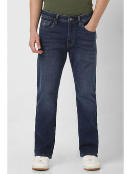 Peter England - Men Blue Mid Wash Regular Fit Jeans