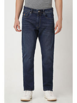Peter England - Men Blue Mid Wash Carrot Fit Jeans