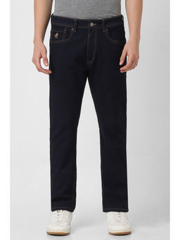 Peter England - Men Navy Dark Wash Carrot Fit Jeans