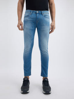 Pepe Jeans - Men Blue Mid Rise Skinny Ankle Length Gym Indigo Jogger Like Jeans