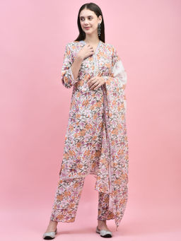 Shree - Women Cotton Multicolor Floral Print Kurta Pant with Dupatta (Set of 3)