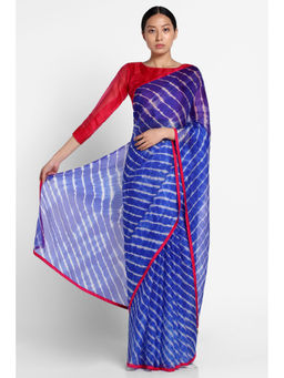 Via East - Blue and Pink Kota Silk Leheriya Saree