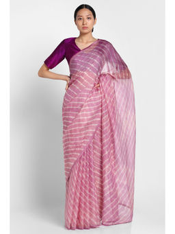 Via East - Pink Kota Silk Leheriya Saree