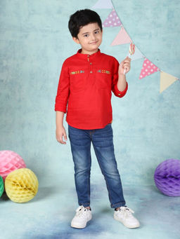 Fabindia - Boys Red Printed Kurta