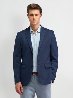 Arrow - Solid/Plain Navy Blue Full Sleeves Blazer