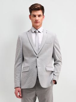 Arrow - Self Design Grey Full Sleeves Blazer