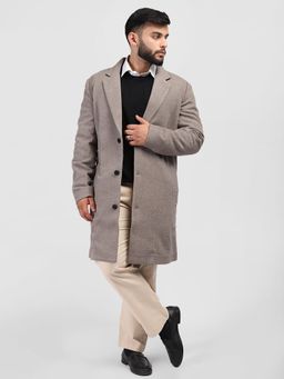HONNETE - Men Casual Regular Fit Light Brown Trench Coat