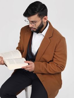 HONNETE - Men Casual Regular Fit Tan Trench Coat