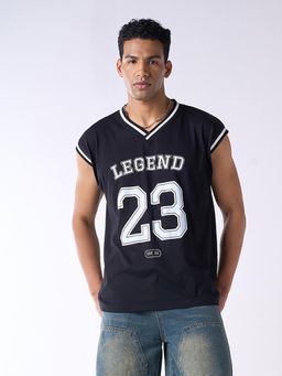 IZF - Black Graphic Printed Basketball Style Vest
