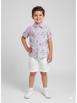 THE WISHING CLOSET - Boys Floral Printed Shirt With Shorts