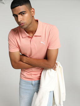 Puma - Essentials Logo Mens Pink Polo T-Shirt