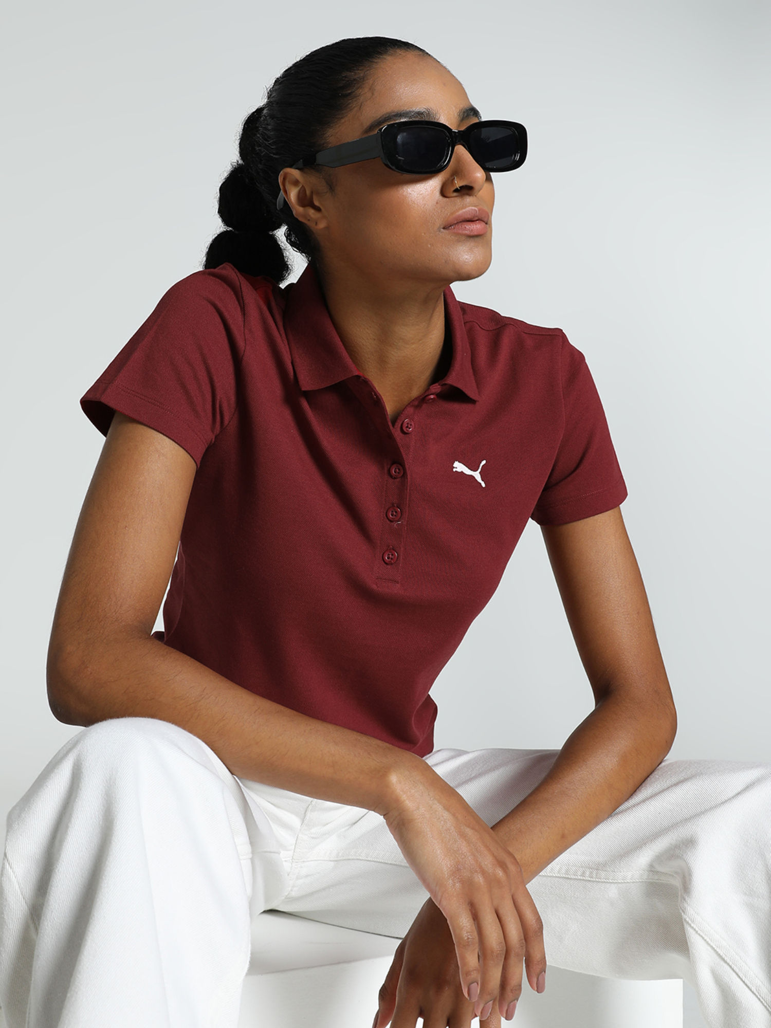 puma Womens Logo Red Polo T-Shirt-picture-20