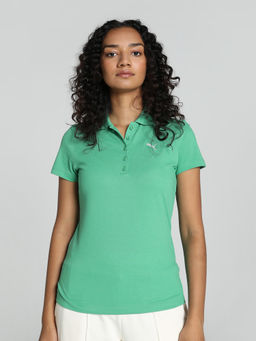 Puma - Essentials Logo Womens Green Polo T-Shirt