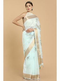 Soch - Women Green Printed Saree without Blouse