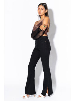 FREAKINS - Black Slit Bootcut Jeans