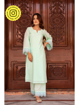 POMCHA - Kapaas Pastel Green Kurta with Palazzo (Set of 2)