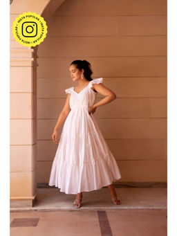 POMCHA - White Kapaas Tiered Maxi Dress