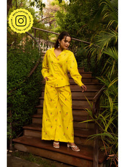 POMCHA - Gaurangi Ira Yellow Embroidery Co-Ord (Set of 2)