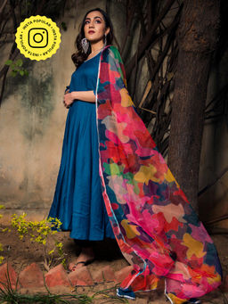 POMCHA - Lily Blue Rayon Anarkali (Set of 3)