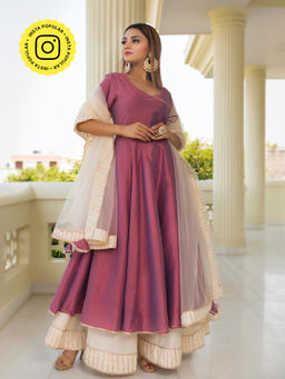 POMCHA - Cotton Silk Purple Angrakha (Set of 3)