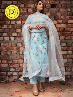POMCHA - Peony Blue Modal Cotton Suit (Set of 3)