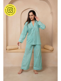 POMCHA - Dhoop Chaav Saanjh Turquoise Co-Ord (Set of 2)