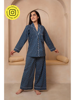 POMCHA - Dhoop Chaav Sanjh Navy Blue Co-Ord (Set of 2)