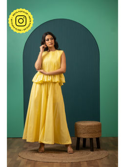 POMCHA - Sukoon Yellow Muse Cotton Co-Ord Sets