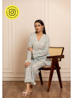 POMCHA - Sukoon Neel Safed Safar Cotton Co-Ord Sets