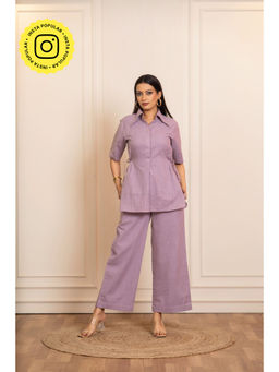 POMCHA - Sukoon Lilac Cotton Slub Co_Ord Sets