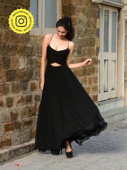 WHY SO BLUE - Vintage Black Maxi Dress