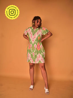 WHY SO BLUE - Lily Green Printed Short Dress
