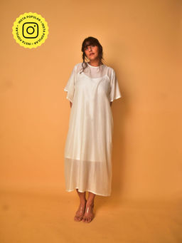 WHY SO BLUE - White Chand Sheer Midi Dress