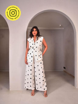 WHY SO BLUE - Dottie Printed White Co-Ord (Set of 2)