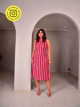 WHY SO BLUE - Serena Drama Stripes Dress