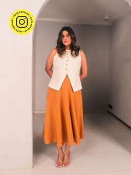 WHY SO BLUE - Tila Mustard Waistcoat with Skirt